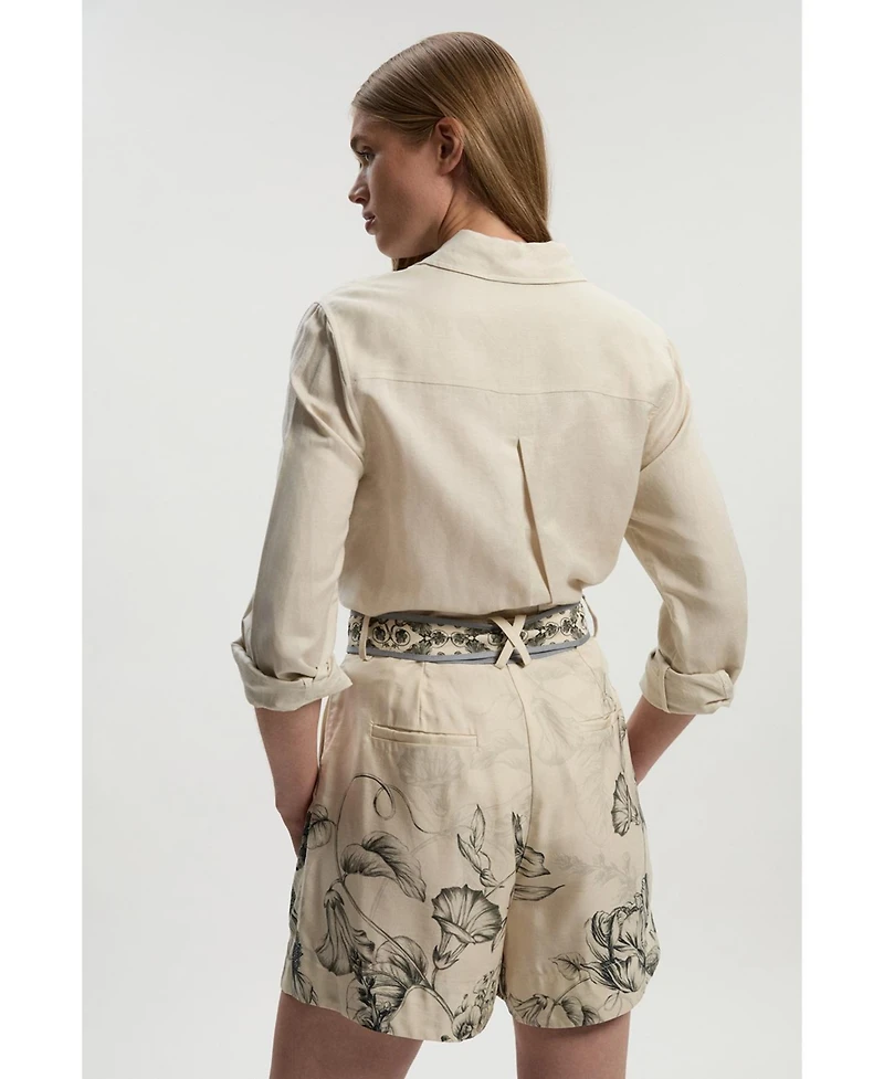 Karen Millen Women's Placed Print Short With Belt