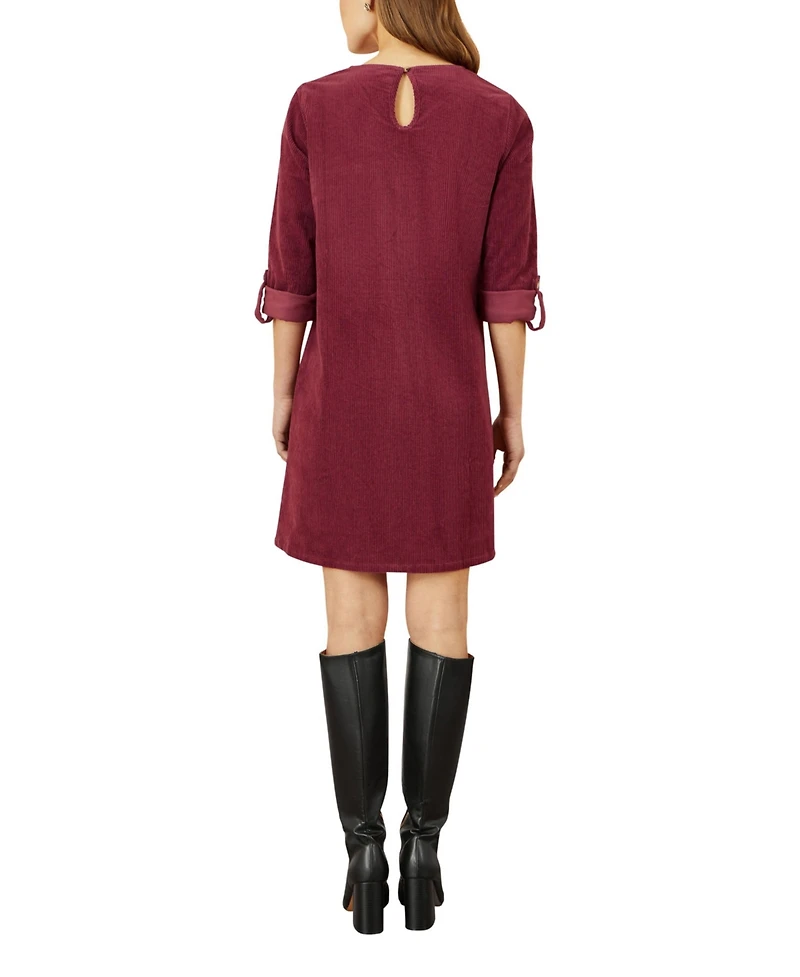 Yumi Women's Cord Tunic Dress With Pockets