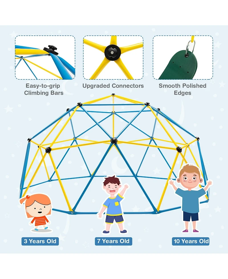 Sugift 10 Feet Dome Climber with Swing and 800 Lbs Load Capacity
