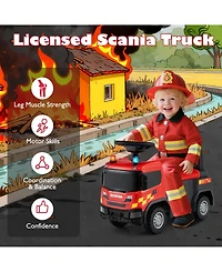 Kids Ride On Push Car Licensed Scania Truck Toy with Steering Wheel and Music