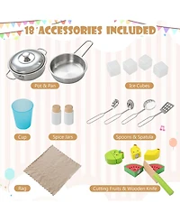 Sugift Wooden Pretend Play Kitchen Set for Toddlers