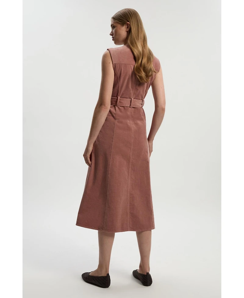 Karen Millen Women's Stretch Cord Belted Midi Dress