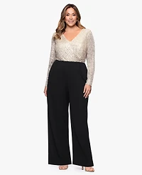 Xscape Plus Sequin Detail Long Sleeves Jumpsuit