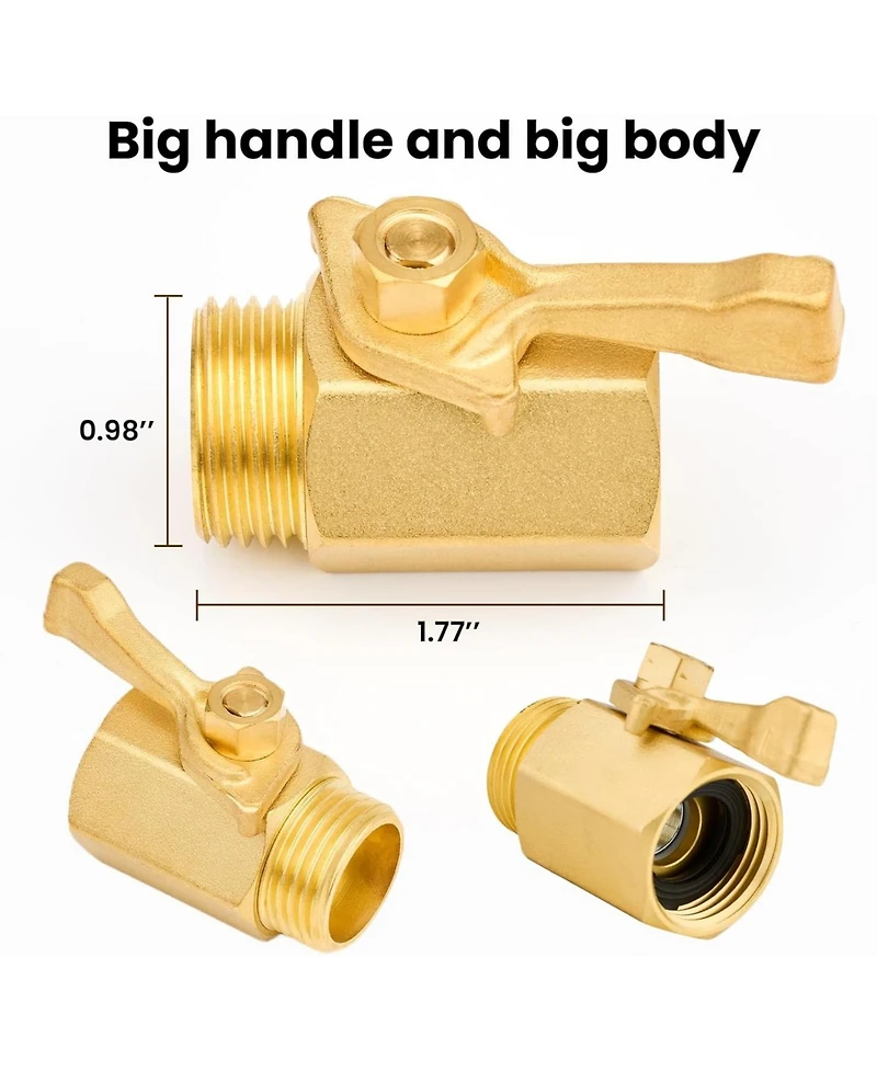 Twinkle Star Brass Shut Off Valve Garden Hose Heavy Duty Connector Type A