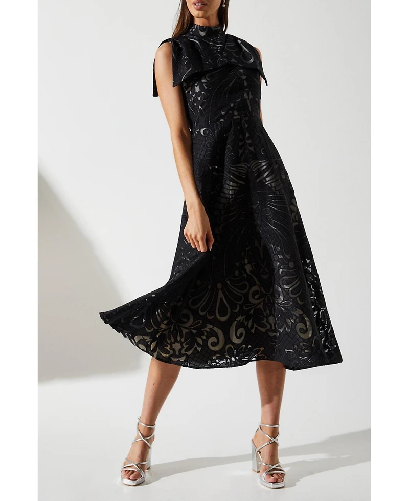 Coast Women's Bow Sleeve Jacquard Dress
