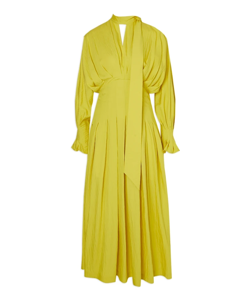 Karen Millen Women's Pleated Neck Tie Detail Woven Maxi Dress