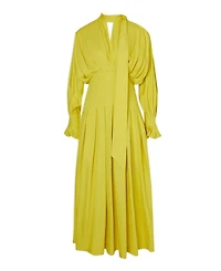 Karen Millen Women's Pleated Neck Tie Detail Woven Maxi Dress