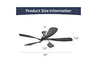52-inch Modern Minimalist Sand Nickel 5-Blade Flush Mount with Led Light Remote Control Supports 6 Speeds and Timer Function