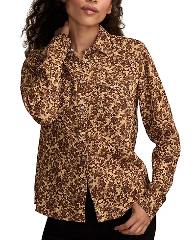 Lucky Brand Women's Printed Western Button Down Top