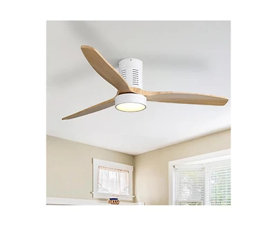 52-inch Modern White 3-Blade Flush Mount Fans Supports Remote Control 6-Speed Arbitrary Adjustment and Timing Function