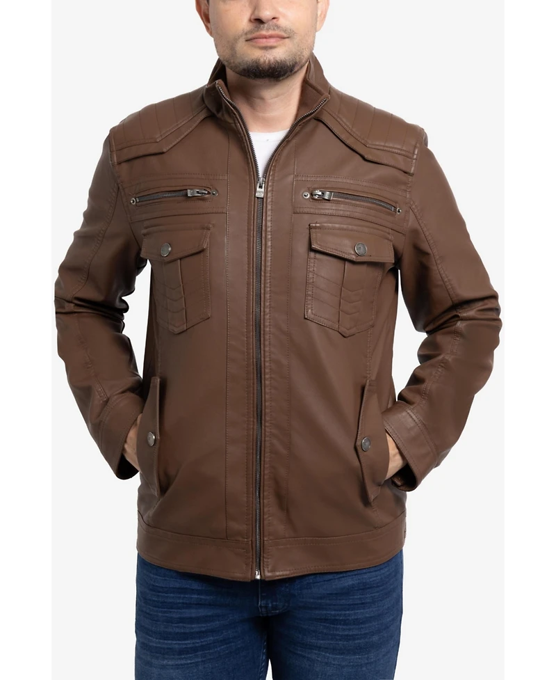 Xray Men's Utility Jacket With Faux Shearling Lining