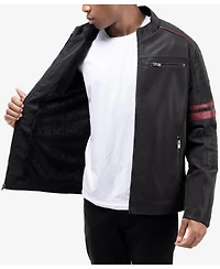 Xray Men's Pu Jacket With Faux Shearling Lining And Moto Stitch On Sleeves Back