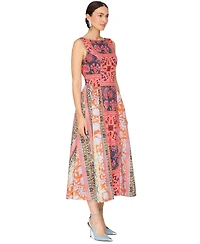 Avec Les Filles Women's Boat Neck Full Skirt Midi Dress