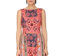 Avec Les Filles Women's Boat Neck Full Skirt Midi Dress