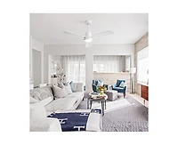 48-inch Modern White Downrod Indoor Walnut Wood 3-Blade Led Ceiling Fan Light with Remote Control Support Six Speed Ajustable