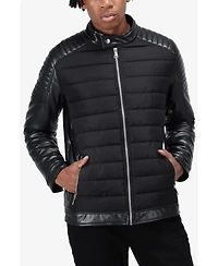 Xray Men's Moto Jacket With Pu sleeves And Faux Shearling Lining