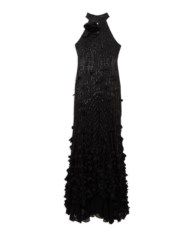 Karen Millen Women's Woven Maxi Rosette Dress