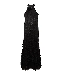 Karen Millen Women's Woven Maxi Rosette Dress