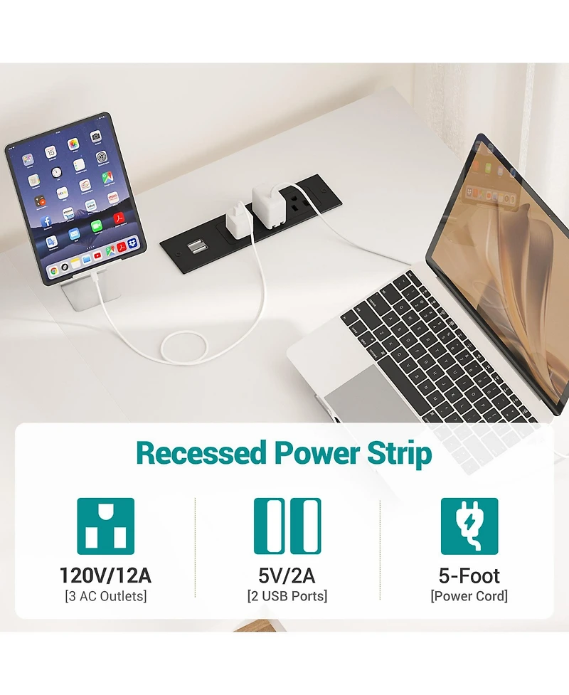 47.2'' L-Shaped Desk with Power Outlet and Shelf, Reversible