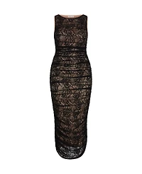 City Chic Women's Halo Ruched Lace Midi Dress