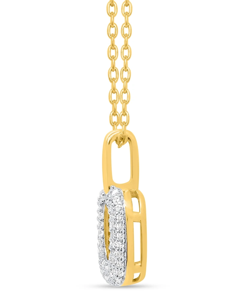 Macy's White Diamond Pendant Necklace (1/4 ct. t.w.) in 14K Gold Plating with Sterling Silver