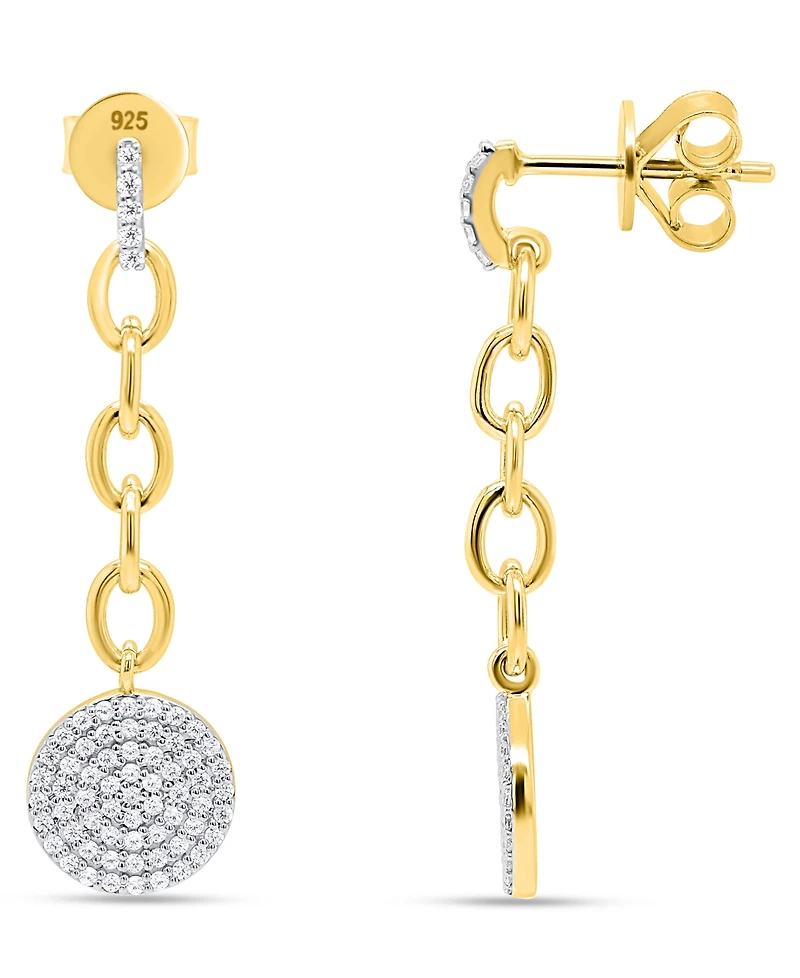 Macy's White Diamond Drop Earrings (1/2 ct. t.w.) in 14K Gold Plating with Sterling Silver