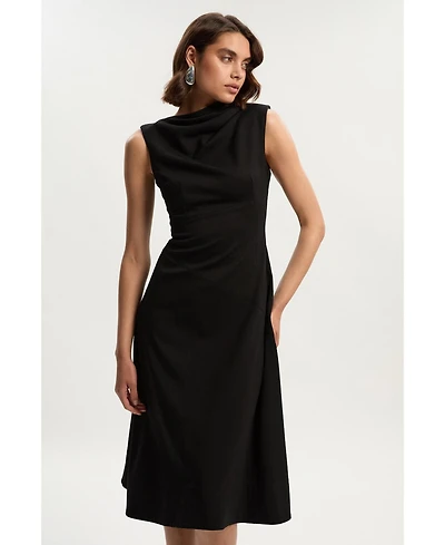 Karen Millen Women's Ponte Asymmetric Midi Dress
