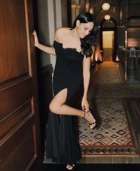 Xscape Petite Strapless Long Sheath Dress
