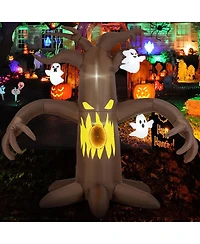 7.8 Ft Halloween Inflatables Scary Dead Tree Halloween Decoration with Ghost Dimming Infinity Mirror Light & 5 Bright Led Lights