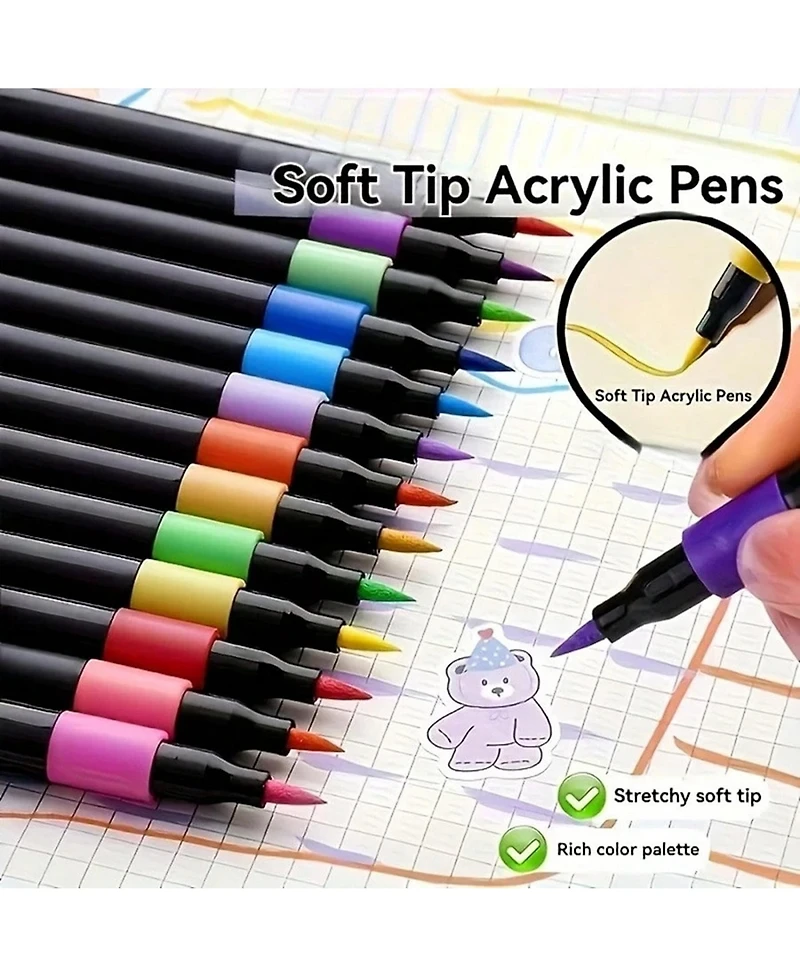 Htutwoo 60 Colors Acrylic Paint Pens, Water-Based Ink Markers, for Canvas, Rock Painting, Wood, Glass, Metal, Ceramic, Stone