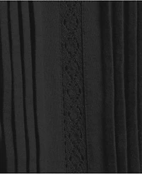 Lands' End Plus Lightweight Jersey Lace Mix Long Sleeve Pintuck Top