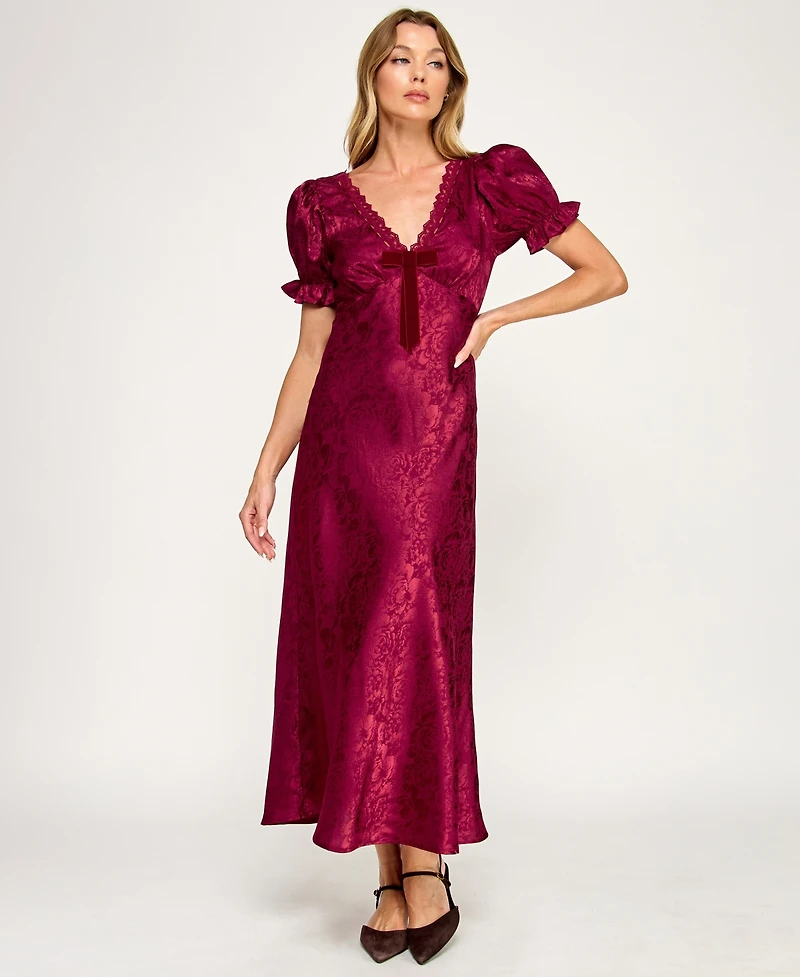 Row A Women's Short Sleeves V-Neck Dress