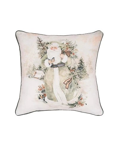 Vintage Woodland Snow Santa Claus Christmas Accent Throw Pillow 18" x 18"