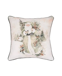 Vintage Woodland Snow Santa Claus Christmas Accent Throw Pillow 18" x 18"