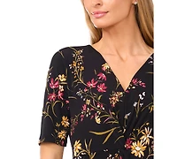 Msk Women's Twist Front Short Sleeve Midi Dress