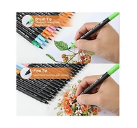 Htutwoo 48 Colors Acrylic Paint Pens Markers Waterproof Dual Tip Acrylic Marker Set for Scrapbook Fabric Glass Ceramic Diy Craft Art Supplies