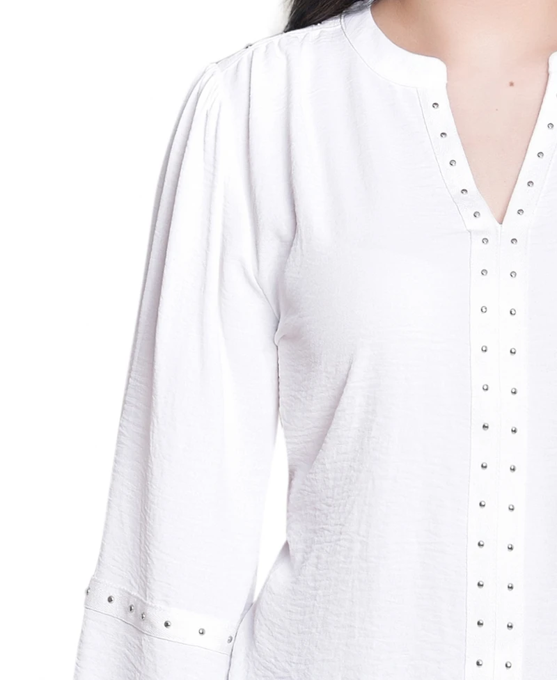 Ny Collection Women's V Neck Long Sleeve Knit Top