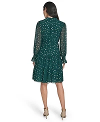 Jessica Howard Women's Smocked Long Sleeves Dress