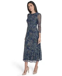 Jessica Howard Women's Puff Sleeves Ruched Dress