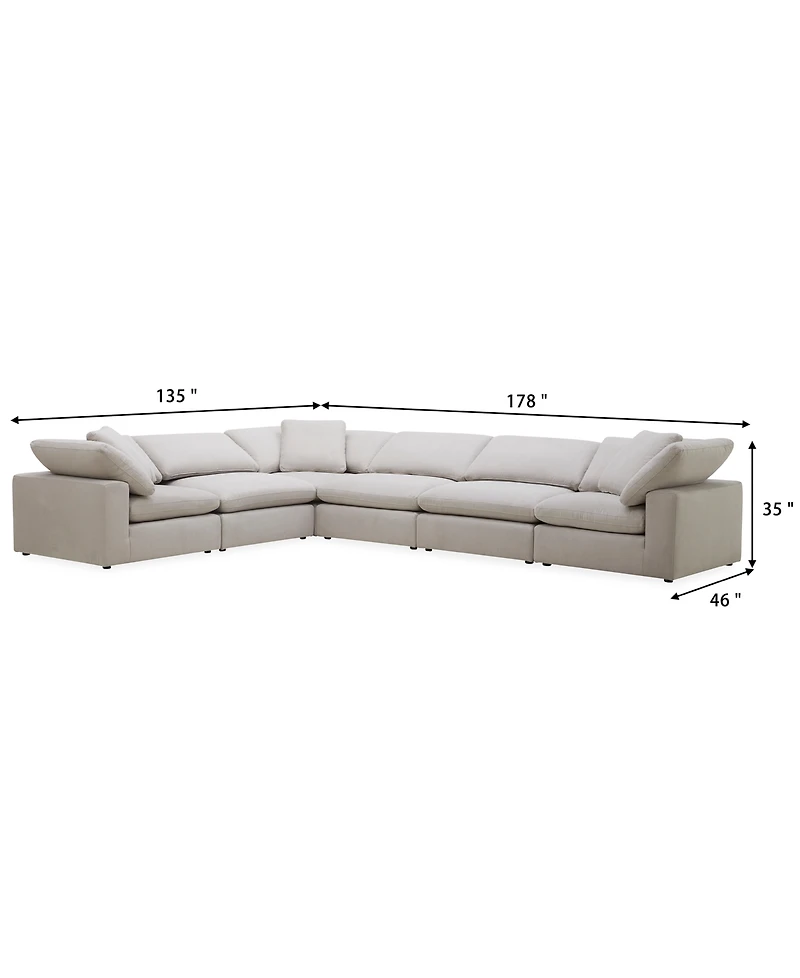 Furniture Fog 6-Pc. Fabric L-Sectional Sofa Set