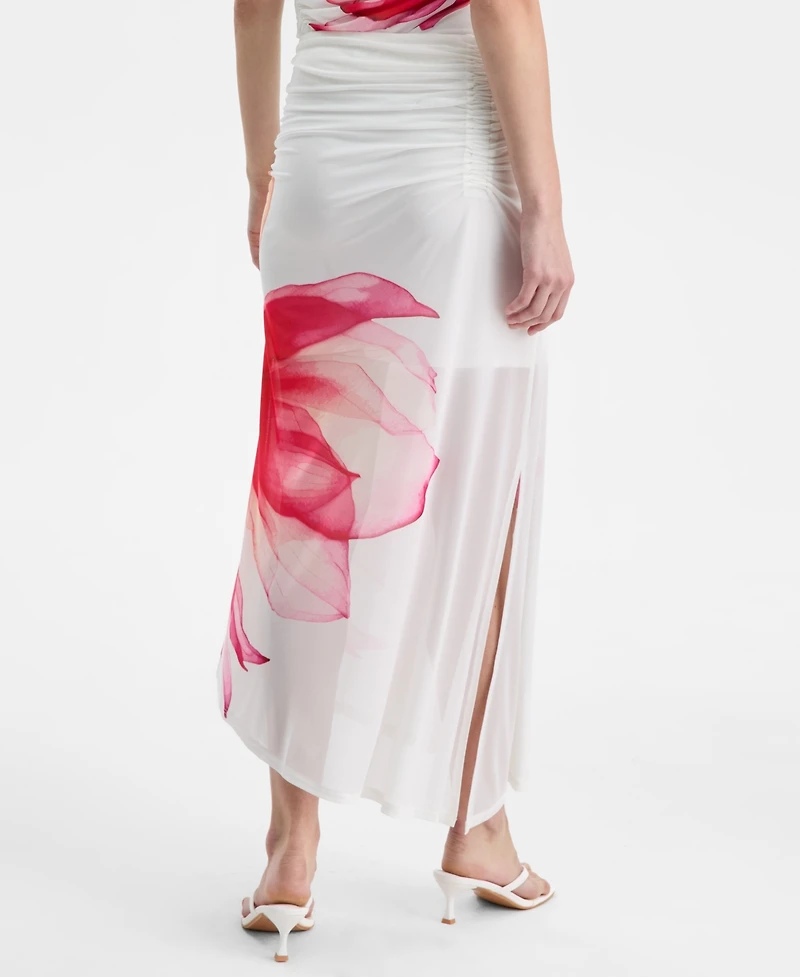 Bar Iii Women's Asymmetrical Floral-Print Midi Skirt, Macy's Exclusive