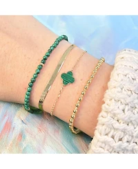 The Lovery Small Malachite Single Clover Bracelet 14K Gold