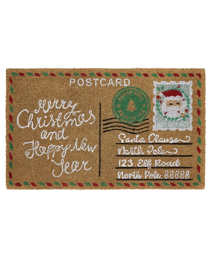 Vcny Home Holiday Postcard Outdoor Coir Doormat, 18" x 30"