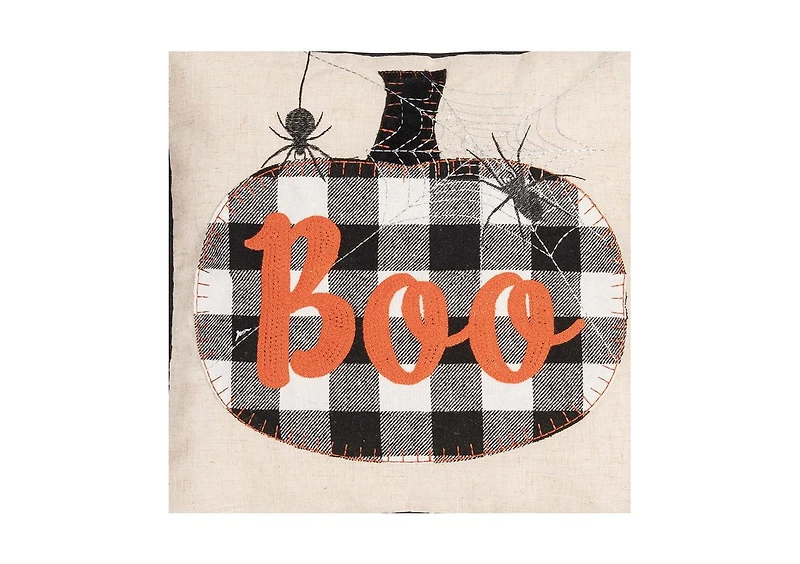 Franklin Black Boo Chain Stitch Halloween Throw Pillow, 18" x 18"