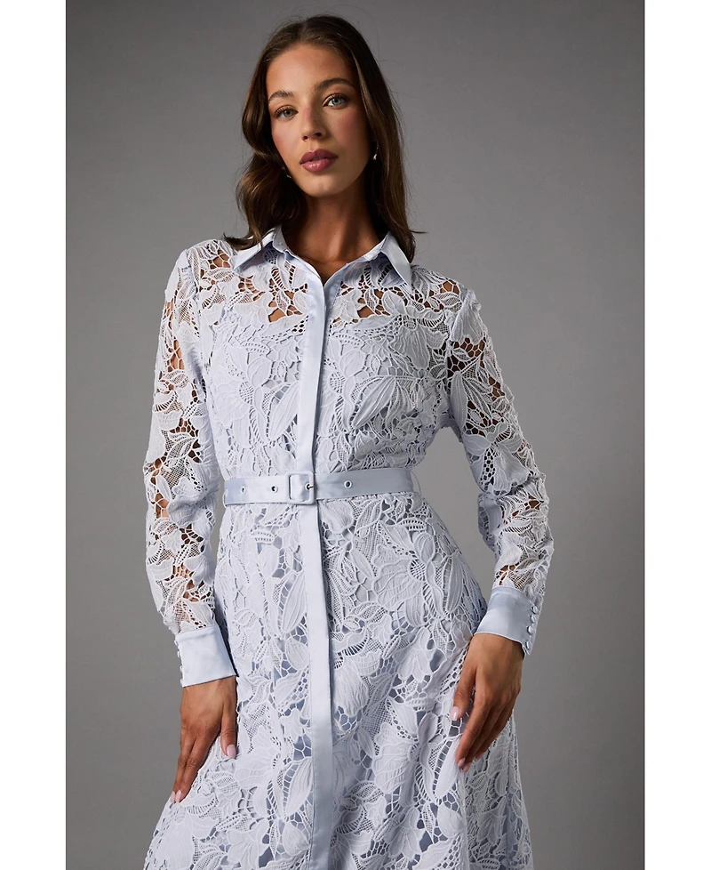 Coast Lace Long Sleeve Shirt Dress