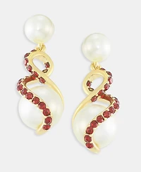 Charter Club Color Pave & Imitation Pearl Drop Earrings, Macy's Exclusive