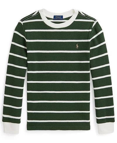 Polo Ralph Lauren Toddler and Little Boys Striped Waffle Cotton Long-Sleeve Tee