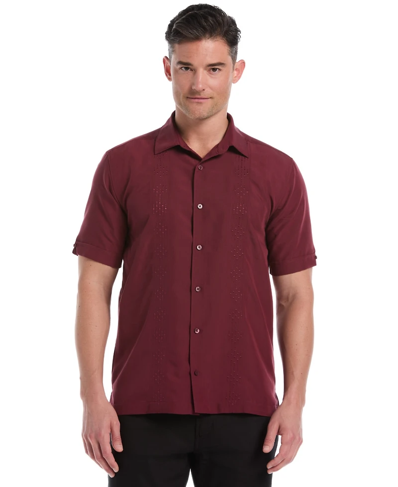 Cubavera Men's Tonal Argyle Embroidery Short Sleeves Shirt