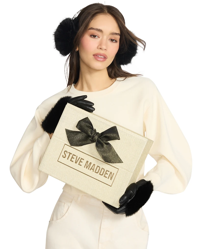 Steve Madden Women's 2-Piece Snake Band Earmuff and Gloves Gift Set