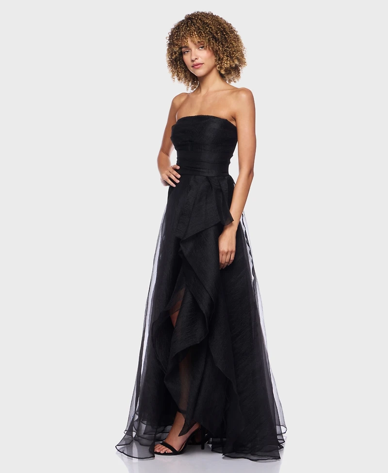 B Darlin Junior's Asymmetric Drape Strapless Dress